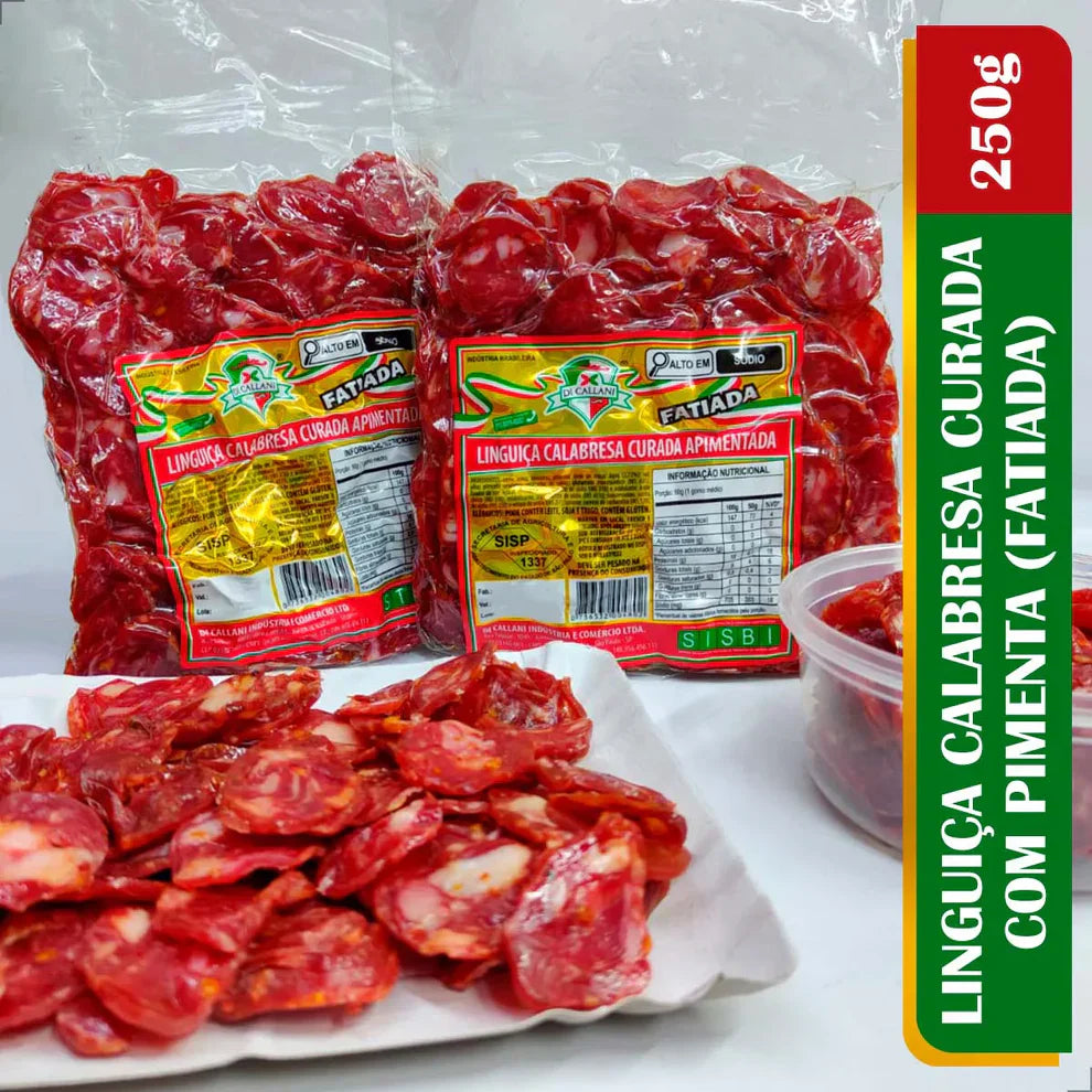 Linguiça Calabresa Fatiada (com Pimenta) 250g - Di Callani | Empório Di Callani